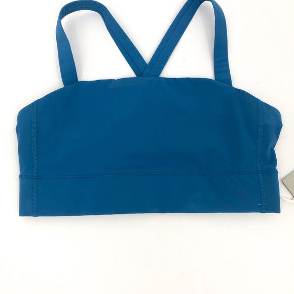EVERLANE Women's The Perform Crop Top XS Blue Criss-Cross Sports Bra NWT - Picture 4 of 11